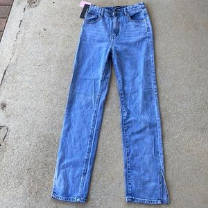 Pretty little thing ankle slit mom jeans